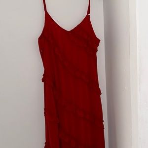 Ladder Ruffle Zippered Red dress